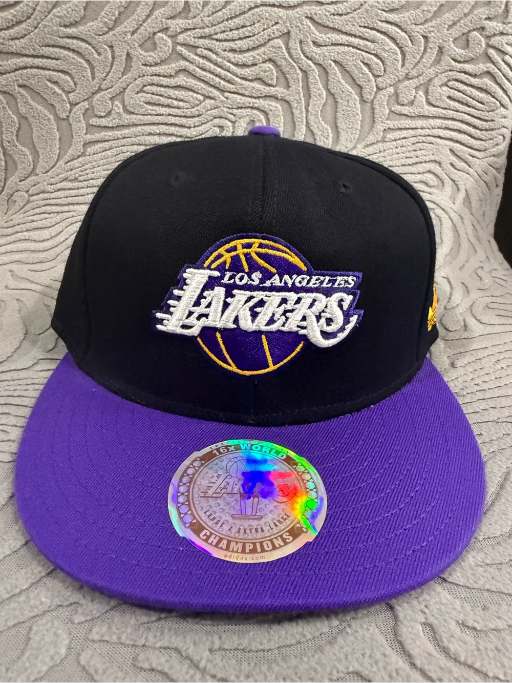 Adidas Los Angeles Lakers Black and Purple Snapback Hat 16X world champion